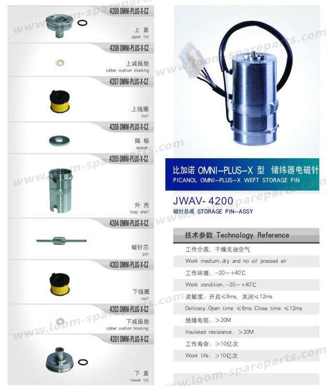 Picanol OMNI-PLUS-X Weft Storage Pin Assembly JWAV-4200 for Weaving Loom